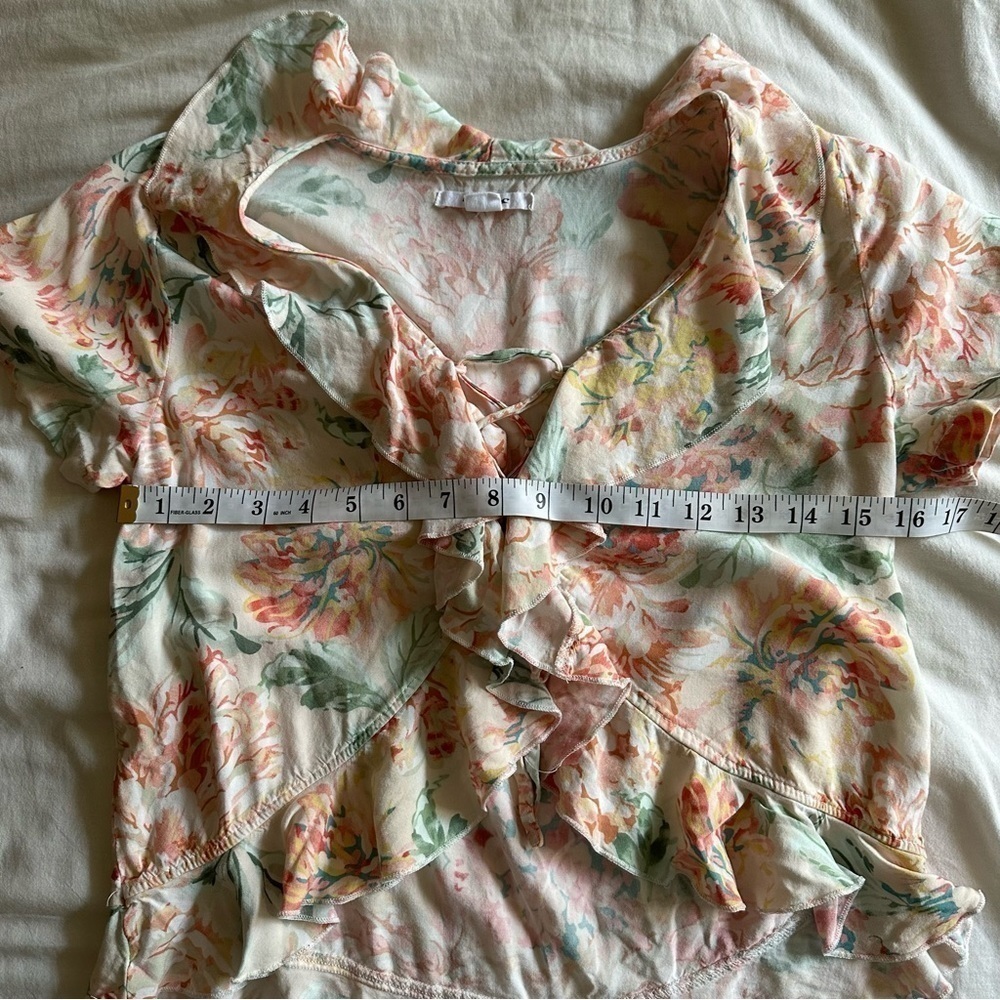 O’Neill Avila Top Ruffle Floral Front Tiel Size XS - Picture 12 of 12